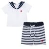 Picture of Patachou Baby Boys Navy Stripe Top & Shorts