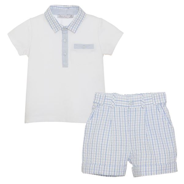 Picture of Patachou Boys Blue Checked Top & Shorts