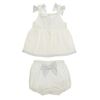 Picture of Patachou Baby Girl White Top & Shorts with Grey Bows