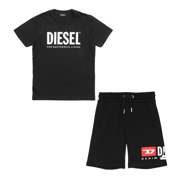 Diesel Boys Black T-Shirt \u0026 Shorts Set 
