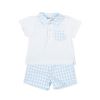 Picture of Tutto Piccolo Baby Boys Blue Checked 2 Piece Short Set