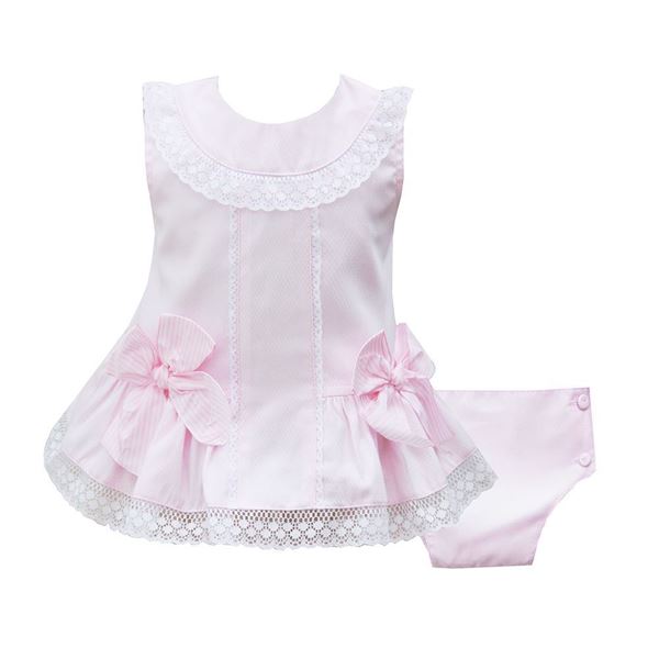 Picture of Pretty Originals Baby Girls Pink & White Top & Knickers