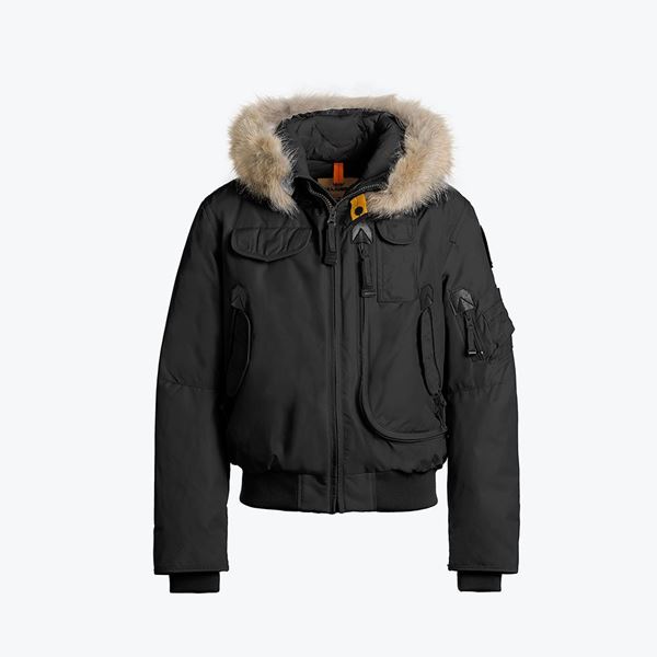 Picture of Parajumpers 'Gobi' Boys Black Bomber Jacket with Fur
