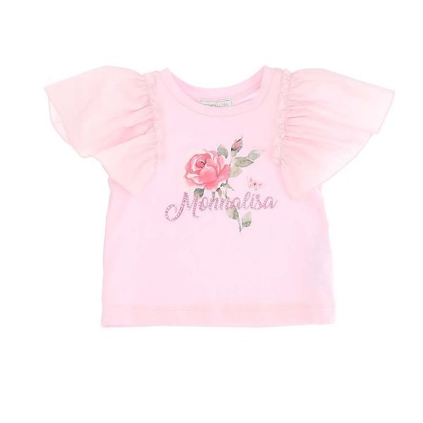 Picture of Monnalisa Girls Pink 'Rose' Frill T-shirt