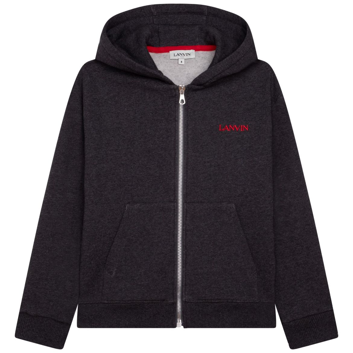 Picture of Lanvin Boys Slate Grey And Red Zip Up Hoodie