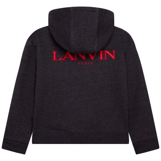 Picture of Lanvin Boys Slate Grey And Red Zip Up Hoodie