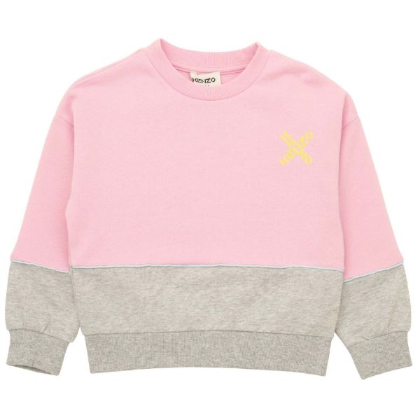 Picture of Kenzo Girls Pink And Grey Jumper