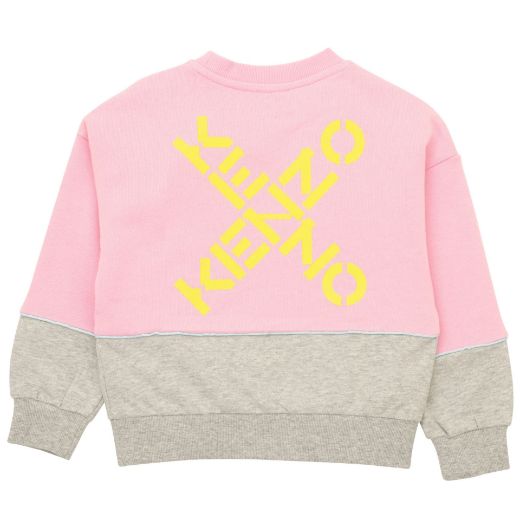 Picture of Kenzo Girls Pink And Grey Jumper
