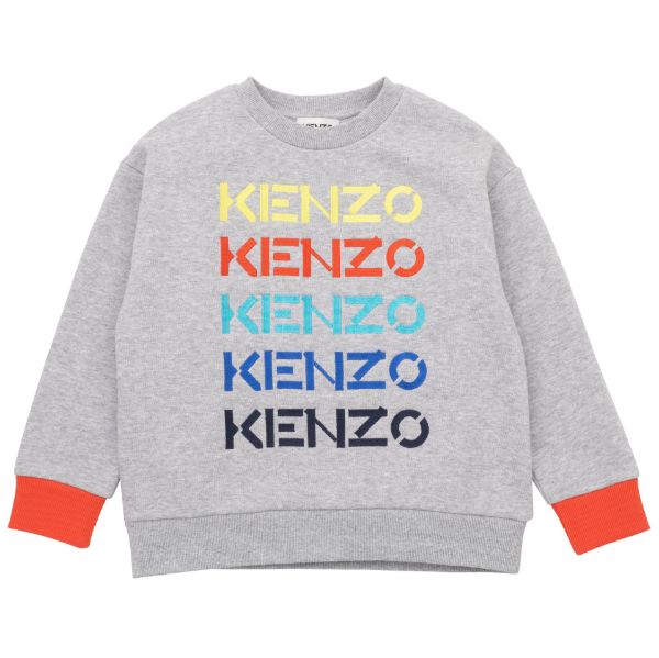 Picture of Kenzo Boys Grey And Multi Logo Sweatshirt