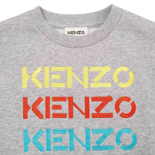 Picture of Kenzo Boys Grey And Multi Logo Sweatshirt