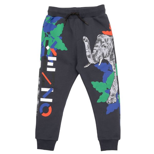 Picture of Kenzo Boys Dark Grey Printed Joggers