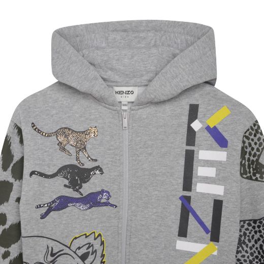 Picture of Kenzo Boys Grey Printed Zip Up Sweatshirt