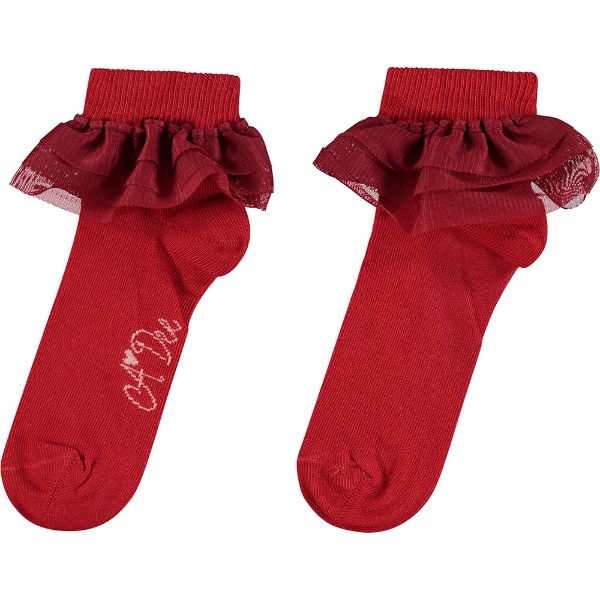 Picture of A Dee Girls 'Miley' Red Frill Ankle Socks