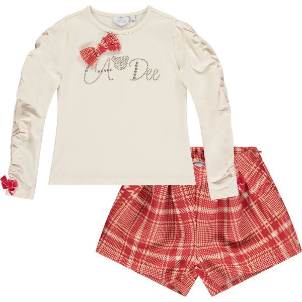 Picture of A Dee Girls 'Meadow' Red Check Short Set