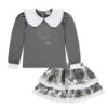 Picture of A Dee Girls Grey Top And Grey Rose Print Skirt Set