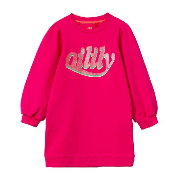 Picture of Oilily Girls Dobby Pink Sweat Dress