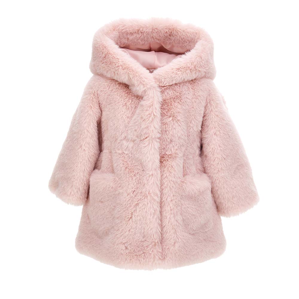 Monnalisa Baby Girls Pink Fur Coat. Melanie Louise Childrens Designer Wear
