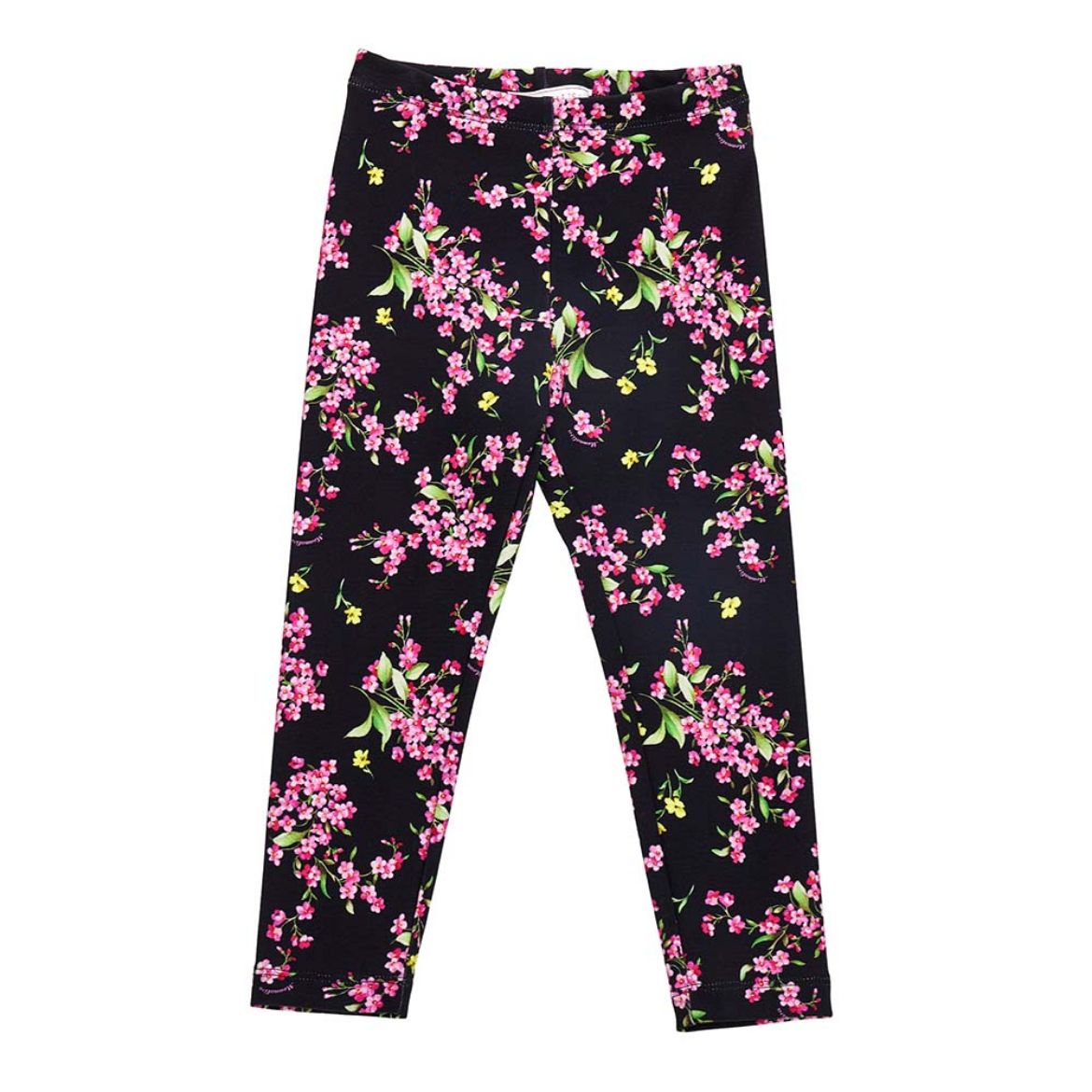 Picture of Monnalisa Girls Black Floral Printed Leggings