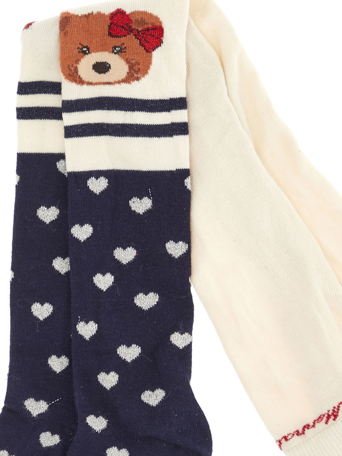 Monnalisa Girls Beige & Navy Teddy Tights . Melanie Louise Childrens