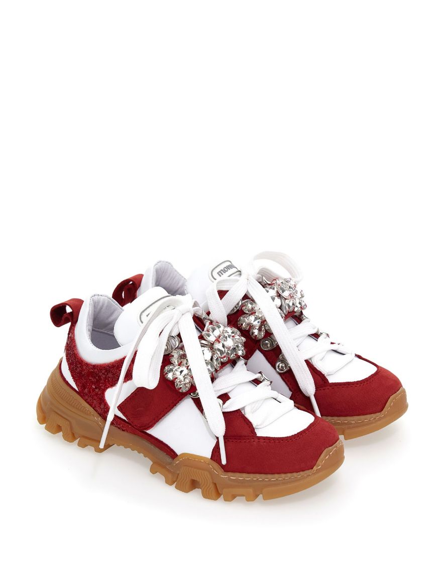 Picture of Monnalisa Girls Red Trainers With Jewels 