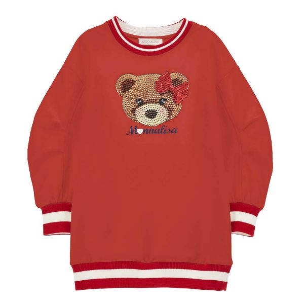 Picture of Monnalisa Girls Red Teddy Jumper Dress