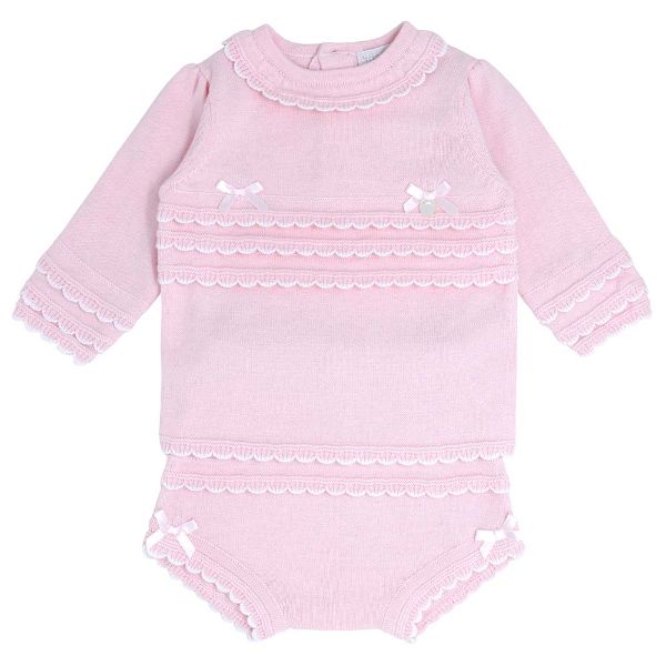 Picture of Blues Baby Girls Pink Knitted Bows Jam Pants Set