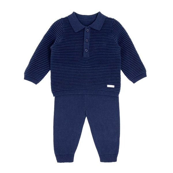 Picture of Blues Baby Boys Knitted Navy Ribbed Two Piece Set