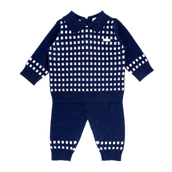 Picture of Blues Baby Boys Knitted Navy Jacquard Two Piece Set