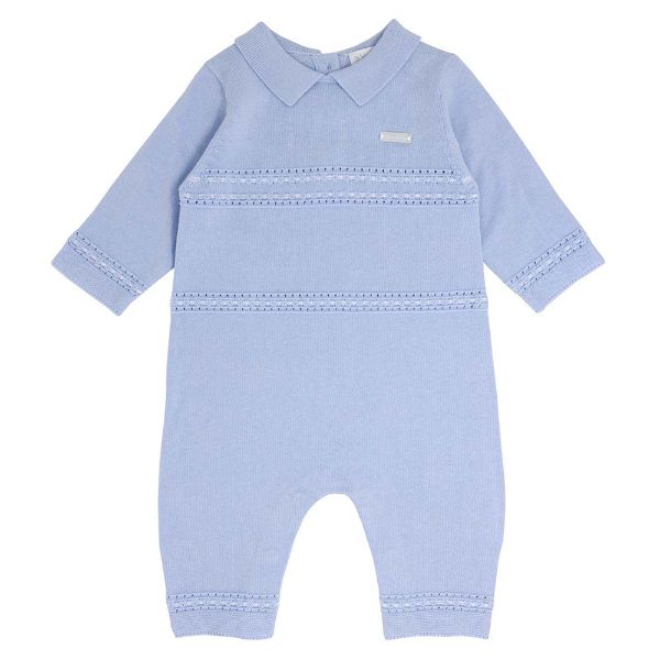 Picture of Blues Baby Boys Pale Blue Contrast Knitted Romper