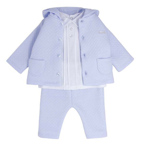 Picture of Blues Baby Boys Pale Blue & White Three Piece Tracksuit