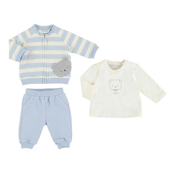 Picture of Mayoral Baby Boys Blue Striped Three Piece Tracksuit
