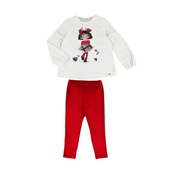 Picture of Mayoral Girls Red Velour Legging Set