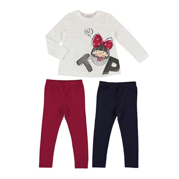 Picture of Mayoral Girls Red & Navy 'Top' Legging Set
