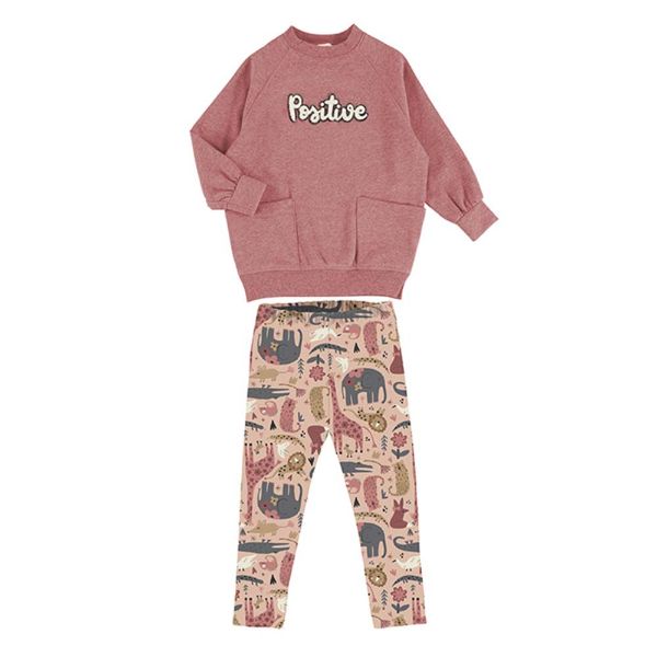 Picture of Mayoral Girls Pink 'Positive' Legging Set
