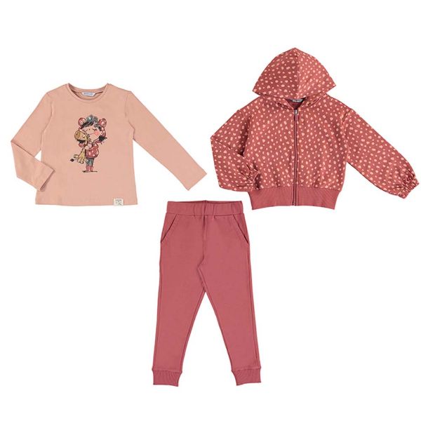 Picture of Mayoral Girls Pink Three Piece Tracksuit