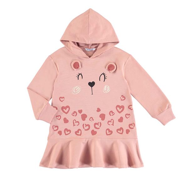 Picture of Mayoral Girls Pink Hooded Sweatshirt Dress