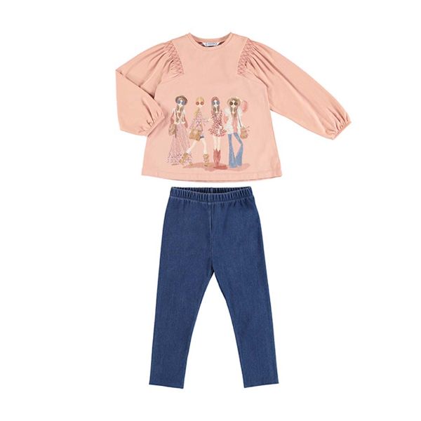 Picture of Mayoral Girls Pink & Blue Legging Set