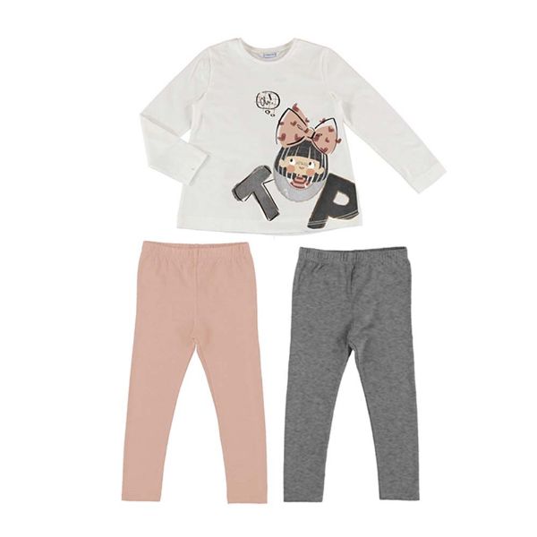 Picture of Mayoral Girls Pink & Grey 'Top' Legging Set