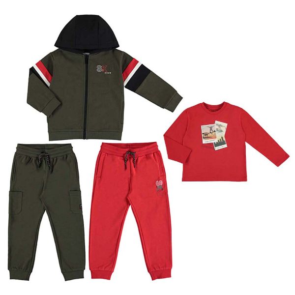 Picture of Mayoral Boys Green & Red Four Piece Tracksuit