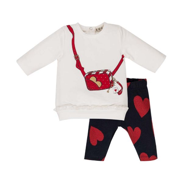 Picture of EMC Girls White & Navy Heart Legging Set