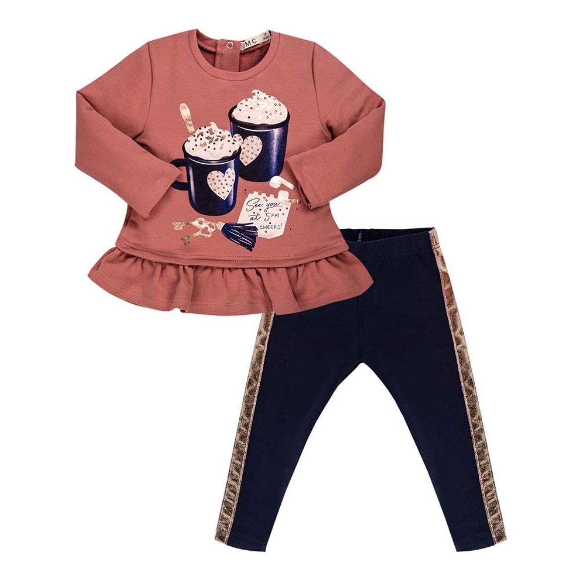 Picture of EMC Girls Peach & Navy Legging Set