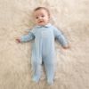 Picture of Mitch & Son Mini 'Harlow' Blue Velour Babygrow