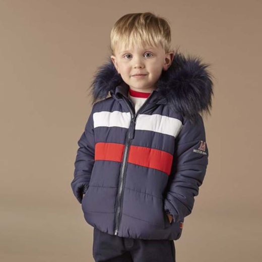 Picture of Mitch & Son Boys 'Freddie' Navy Coat With Faux Fur