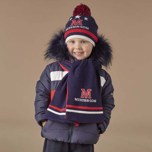 Picture of Mitch & Son Boys 'Freddie' Navy Coat With Faux Fur