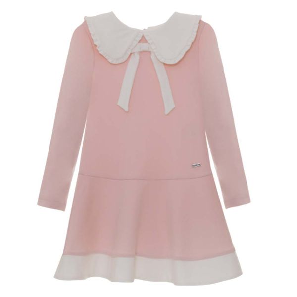 Picture of Patachou Girls Pink Dress With Cream Bow & Collar