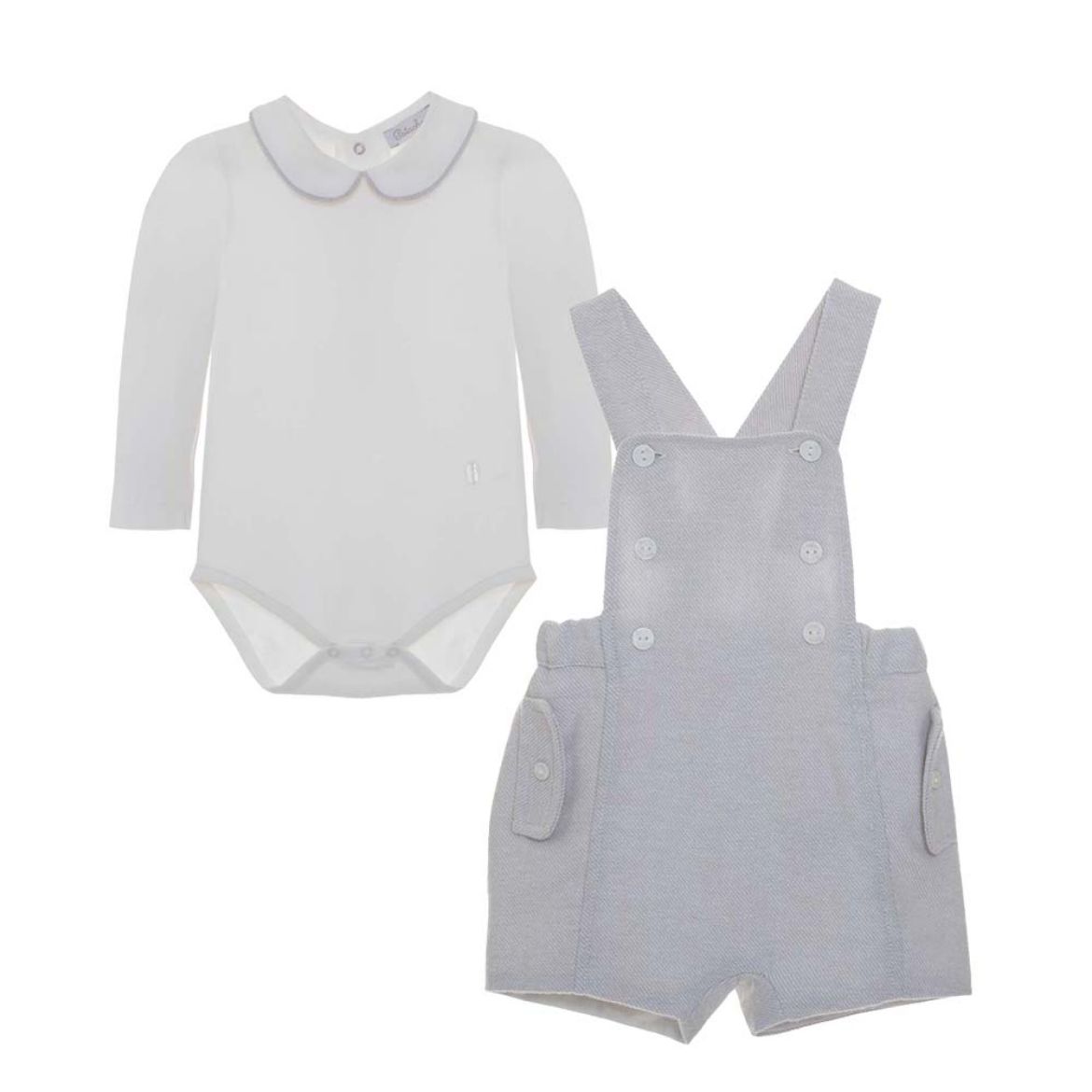 Picture of Patachou Boys Grey Two Piece Dungaree Set