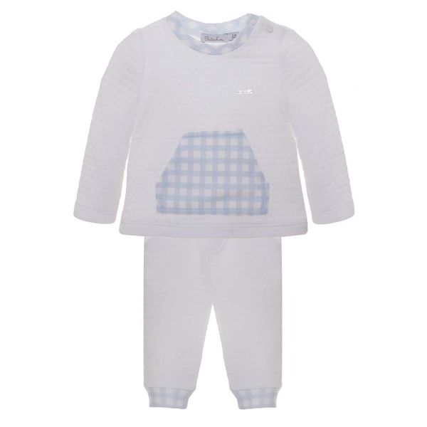 Picture of Patachou Baby Boys White & Blue Check Tracksuit