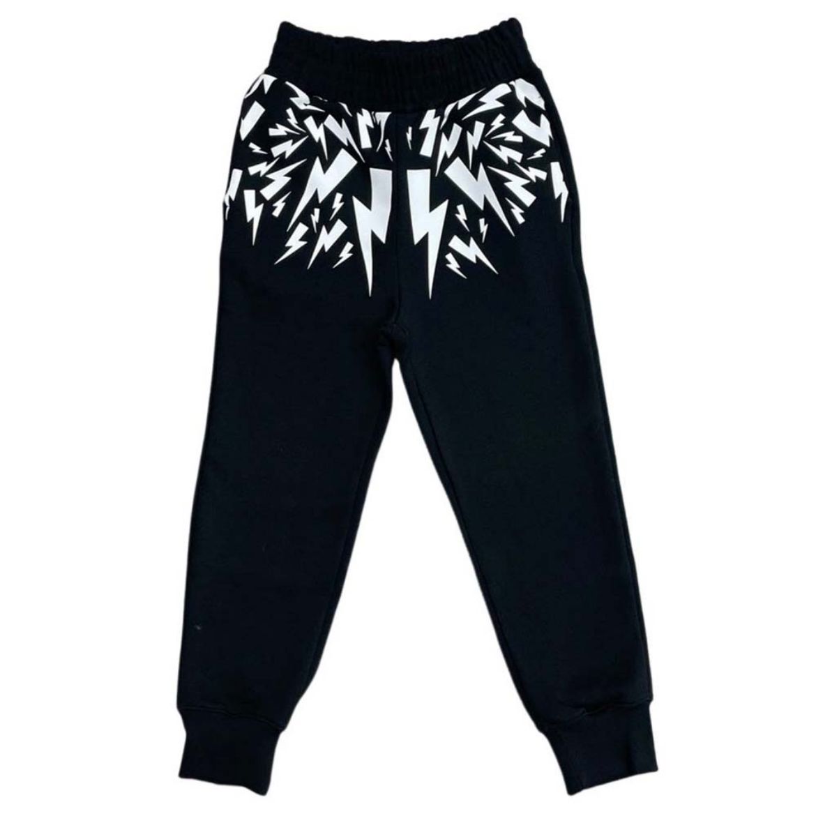 Picture of Neil Barrett Boys Black Lightning Bolts Joggers