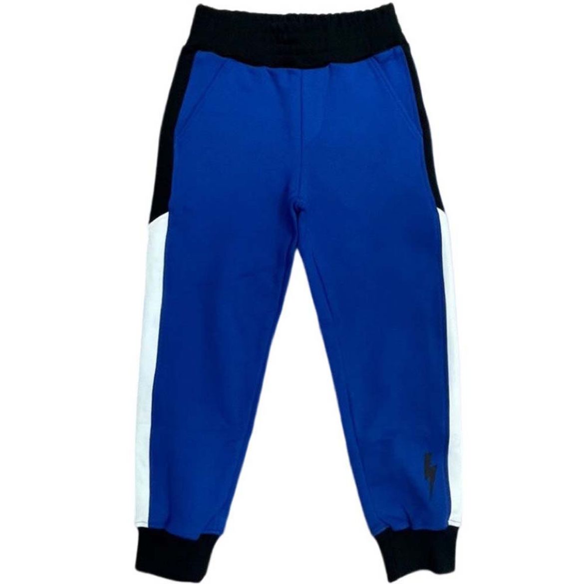 Picture of Neil Barrett Boys Blue, Black & White Joggers