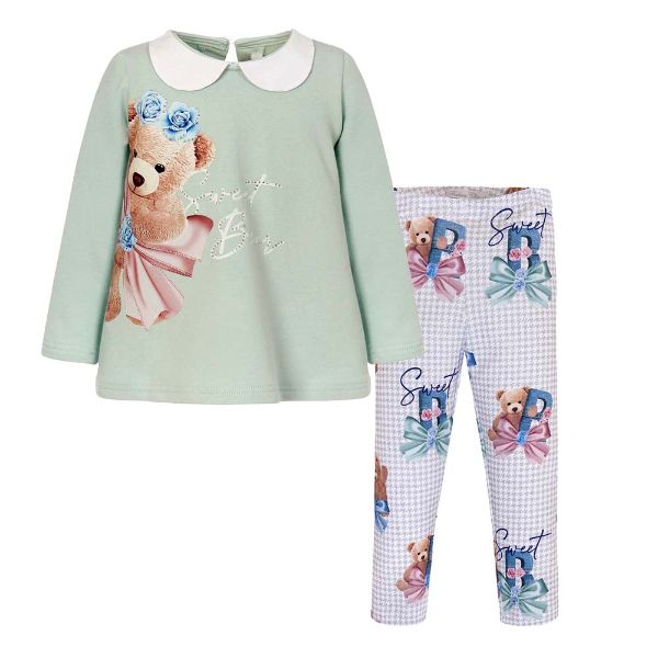 Picture of Balloon Chic Girls Mint Teddy Legging Set